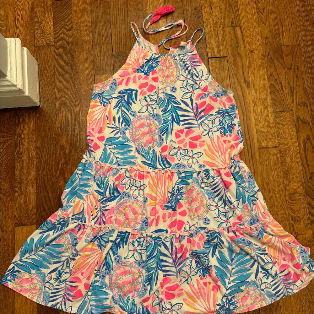 Lilly Pulitzer Pink and Blue Sleeveless Halter Mini Sundress